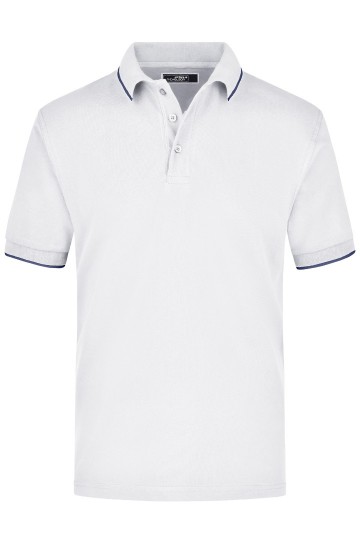 JN Men's Tipping Polo JN034 wit marineblauw