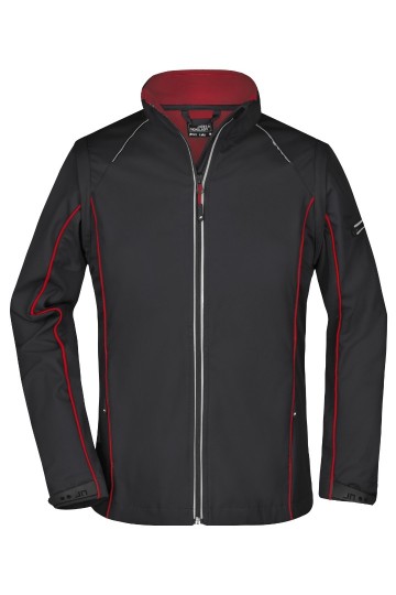 JN Ladies Zip Off Softshell jack JN1121 zwart rood