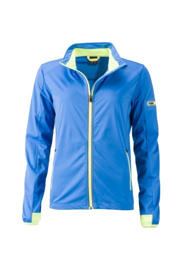 JN Ladies Sports Softshell jack JN1125 helderblauw knalgeel