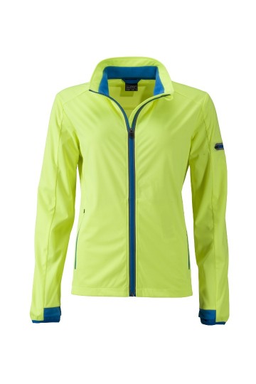 JN Ladies Sports Softshell jack JN1125 heldergeel helderblauw