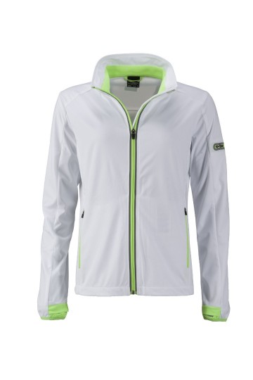 JN Ladies Sports Softshell jack JN1125 wit heldergroen