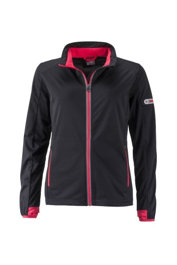 JN Ladies Sports Softshell jack JN1125 zwart lichtrood