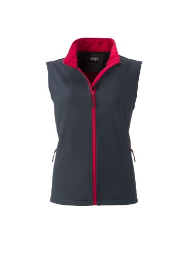 JN Ladies Promo Softshell vest JN1127 staalgrijs rood