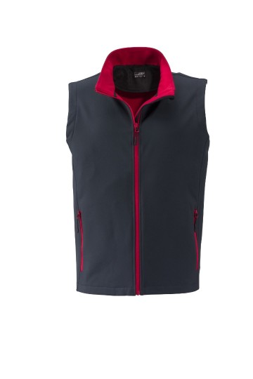 JN Men's Promo Softshell Vest JN1128 staalgrijs rood