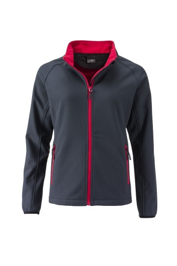 JN Ladies Promo Softshell jack JN1129 staalgrijs rood