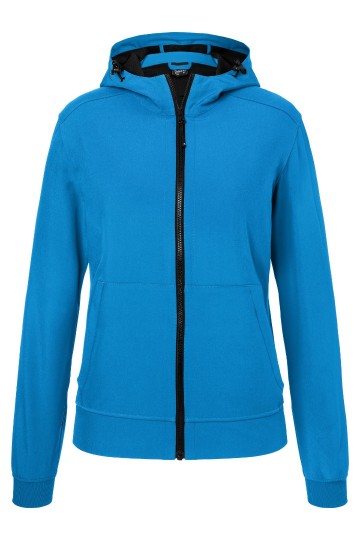 JN Ladies Hooded Softshell Jack JN1145 blauw zwart