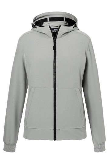 JN Ladies Hooded Softshell Jack JN1145 lichtgrijs zwart