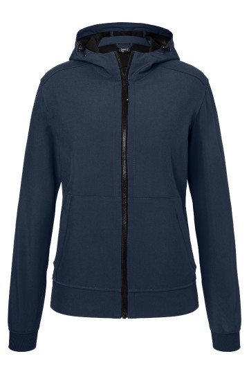 JN Ladies Hooded Softshell Jack JN1145 marineblauw zwart
