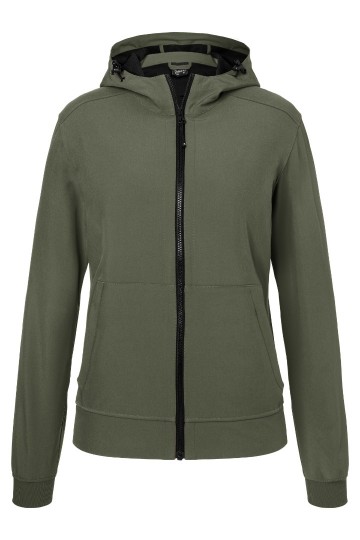JN Ladies Hooded Softshell Jack JN1145 olijfgroen camouflage