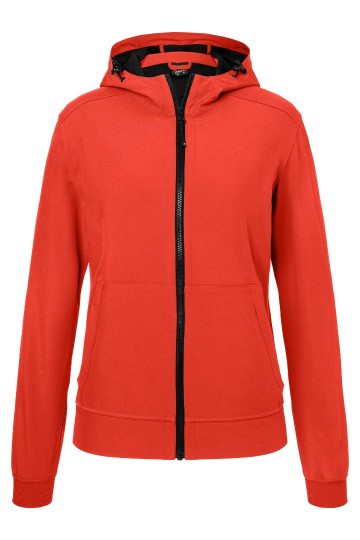 JN Ladies Hooded Softshell Jack JN1145 vlam zwart