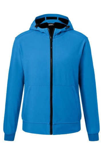 JN Men's Hooded Shoftshell Jack JN1146 blauw zwart