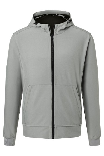 JN Men's Hooded Shoftshell Jack JN1146 lichtgrijs zwart
