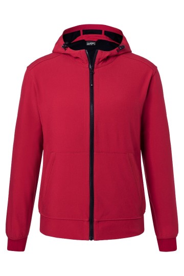 JN Men's Hooded Shoftshell Jack JN1146 rood zwart