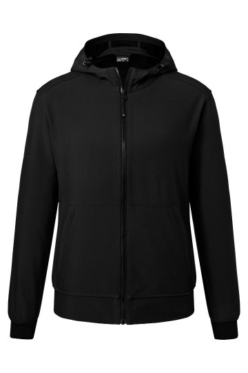 JN Men's Hooded Shoftshell Jack JN1146 zwart zwart