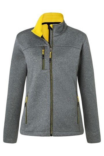 JN Ladies Softshell Jack JN1147 donkermelange geel