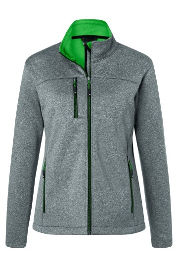 JN Ladies Softshell Jack JN1147 donkermelange groen