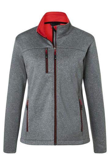 JN Ladies Softshell Jack JN1147 donkermelange rood