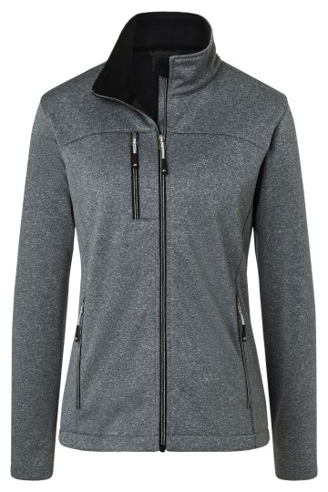 JN Ladies Softshell Jack JN1147 donkermelange zwart