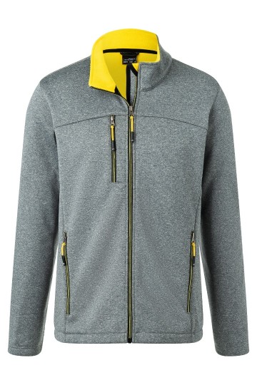 JN Men's Softshell Jack JN1148 donkermelange geel