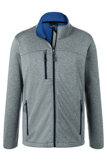 JN Men's Softshell Jack JN1148 donkermelange koningsblauw