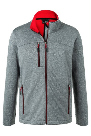 JN Men's Softshell Jack JN1148 donkermelange rood