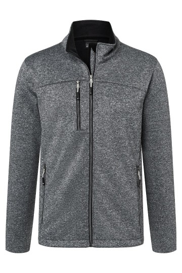 JN Men's Softshell Jack JN1148 donkermelange zwart