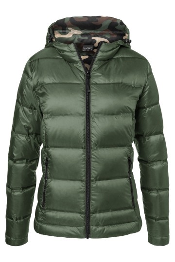 JN Ladies Hooded dons jack JN1151 olijfgroen camouflage