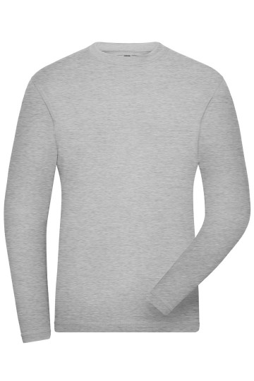 JN1804 Men's Bio stretch T-shirt L/S heathergrijs
