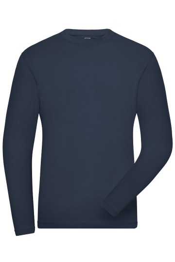JN1804 Men's Bio stretch T-shirt L/S marineblauw