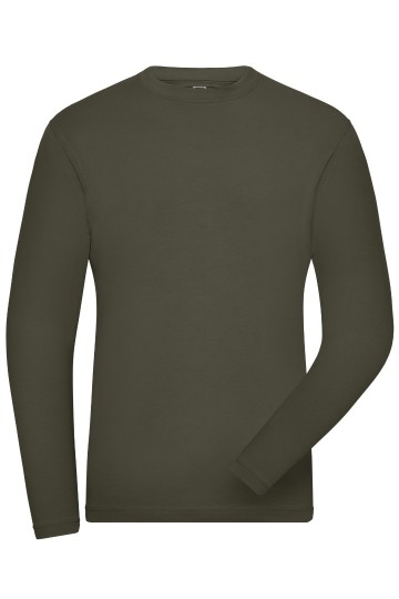 JN1804 Men's Bio stretch T-shirt L/S olijfgroen