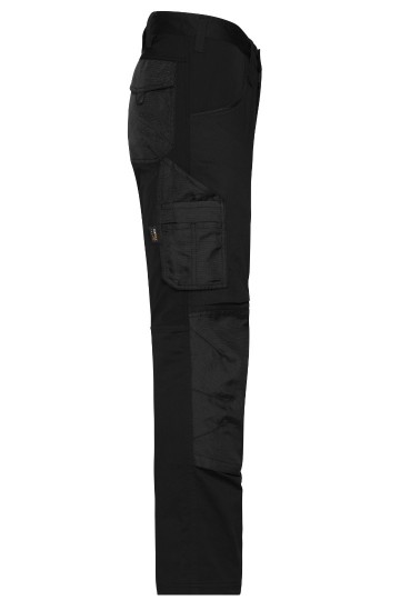 JN1812 Workwear Stretch Pants Slim Line zwart / zwart zij
