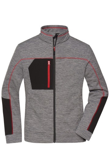 JN1817 Ladies Structure Fleece Jacket carbonmelange / zwart / rood