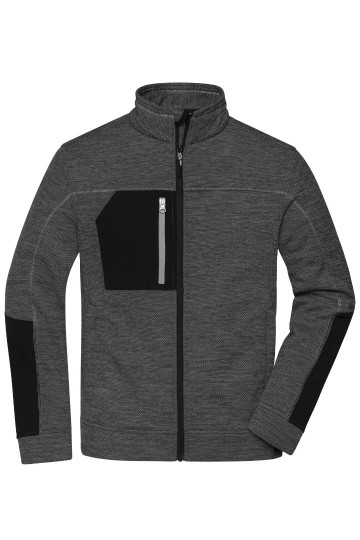 JN1818 Men's Structure Fleece Jacket zwart melange / zwart / zilver