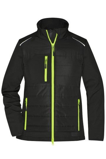 JN1819 Ladies Hybrid Jacket zwart / neon geel