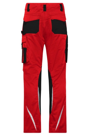 JN1832 Workwear Pants Slim Line rood / zwart achter