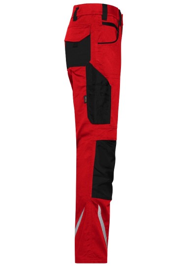JN1832 Workwear Pants Slim Line rood / zwart zij
