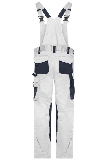 JN1833 Workwear Pants with Bib wit / koolstof achter