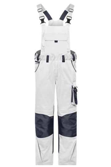 JN1833 Workwear Pants with Bib wit / koolstof