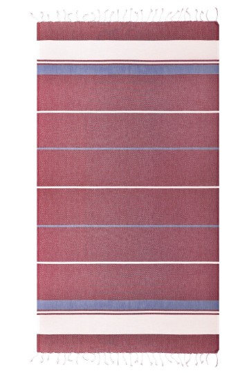 JN1903 Beach deken rood marineblauw wit detail