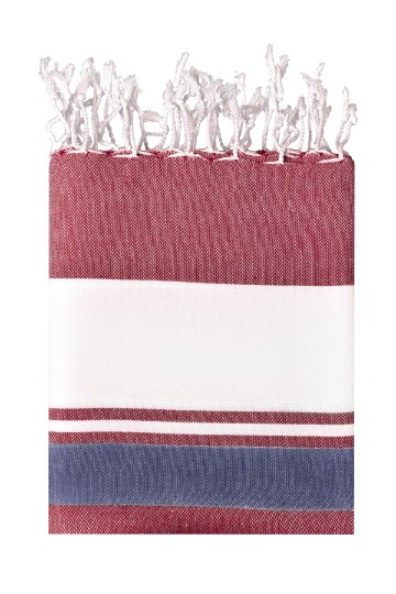 JN1903 Beach deken rood marineblauw wit