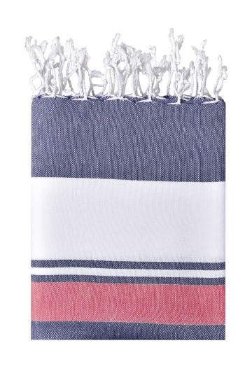 JN1903 Beach deken marineblauw rood wit