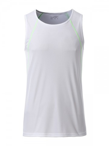 JN Men's Sports Tanktop JN494 wit felgroen