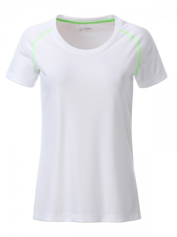 JN Ladies Sport T-shirt JN495 wit felgroen