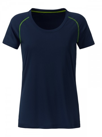 JN Ladies Sport T-shirt JN495 marineblauw felgeel 0