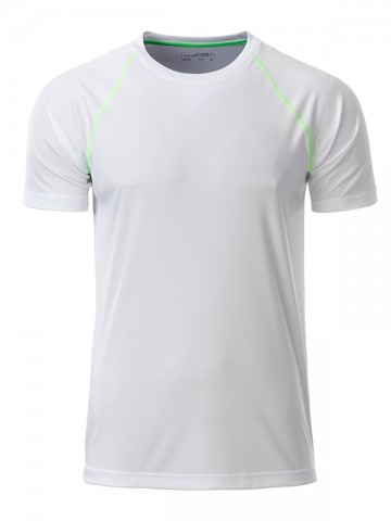 JN Men's Sports T-shirt JN496 wit felgroen