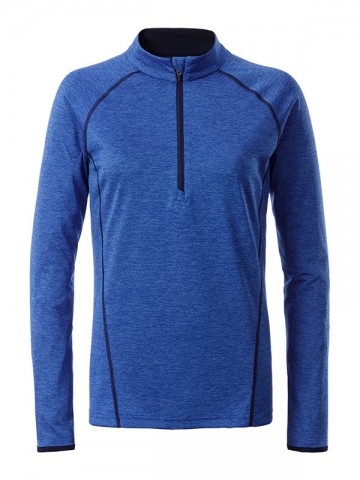 JN Ladies Sports shirt met LM JN497 blauwmelange marineblauw