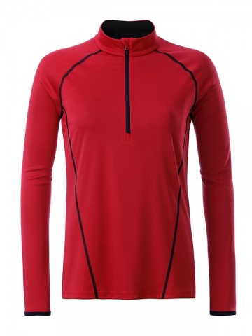 JN Ladies Sports shirt met LM JN497 rood zwart