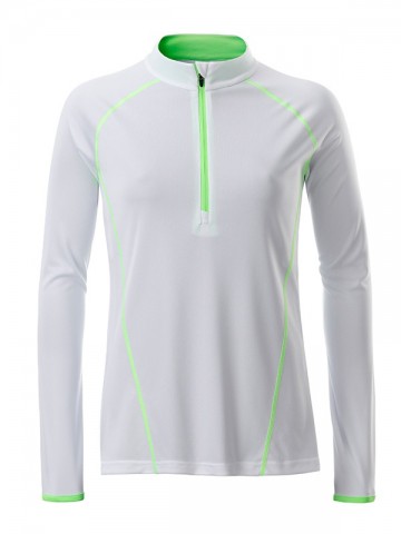 JN Ladies Sports shirt met LM JN497 wit felgroen