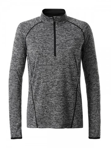 JN Ladies Sports shirt met LM JN497 zwartmelange zwart
