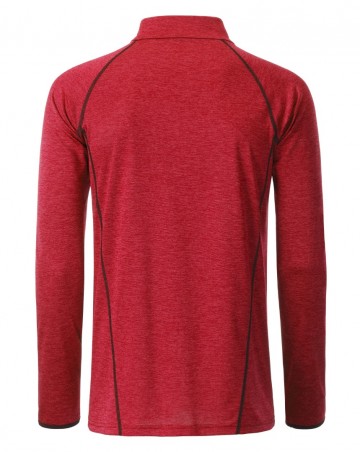 JN Men's Sport shirt met LM JN498 roodmelange titaan rug